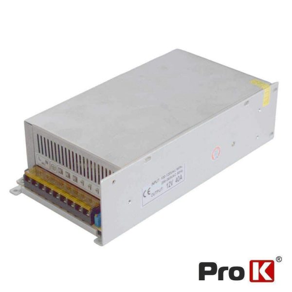Fonte de Alimentação Industrial 12V 480W 40A PROK - (FAI12V-40A(L))