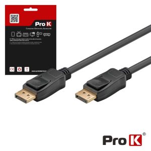 Cabo Displayport 4K Macho / Macho Preto 3m PROK - (CDISPLAY03K)
