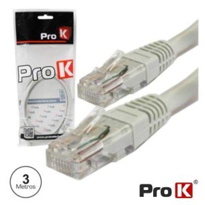 Cabo De Rede UTP CAT5E Preto 3m PROK - (CUTP5E3A)
