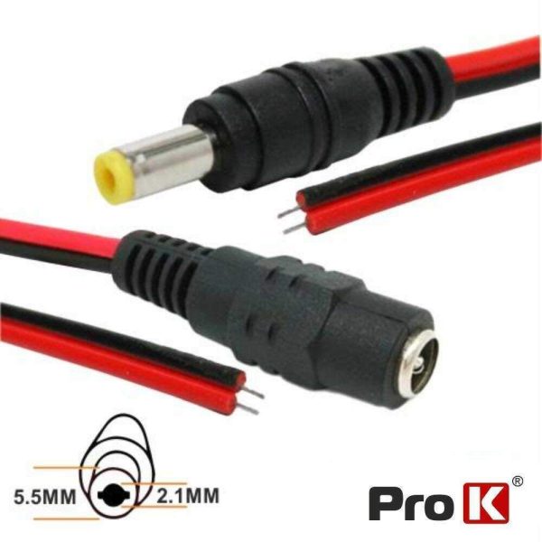 Cabo Alimentação DC 1 Macho / 1 Fêmea 20cm PROK - (CVI2.01MF)