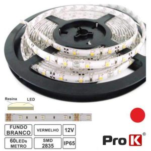 Fita 300 LEDS 2835 Impermeável Vermelho 12V 5m PROK - (FL43R)