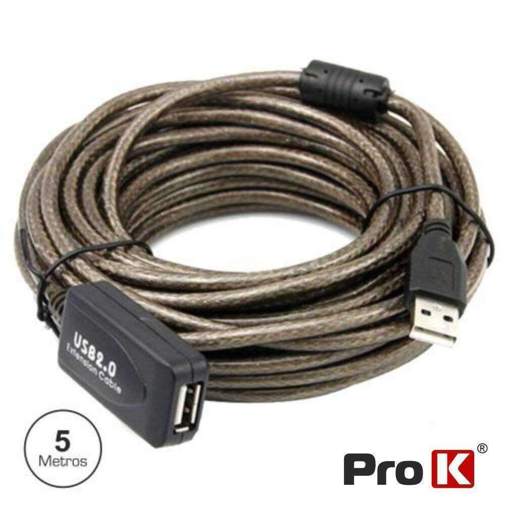 Cabo USB-A 2.0 Macho / USB-A Fêmea Amplificado 5m PROK - (CUSB205/5ACT)