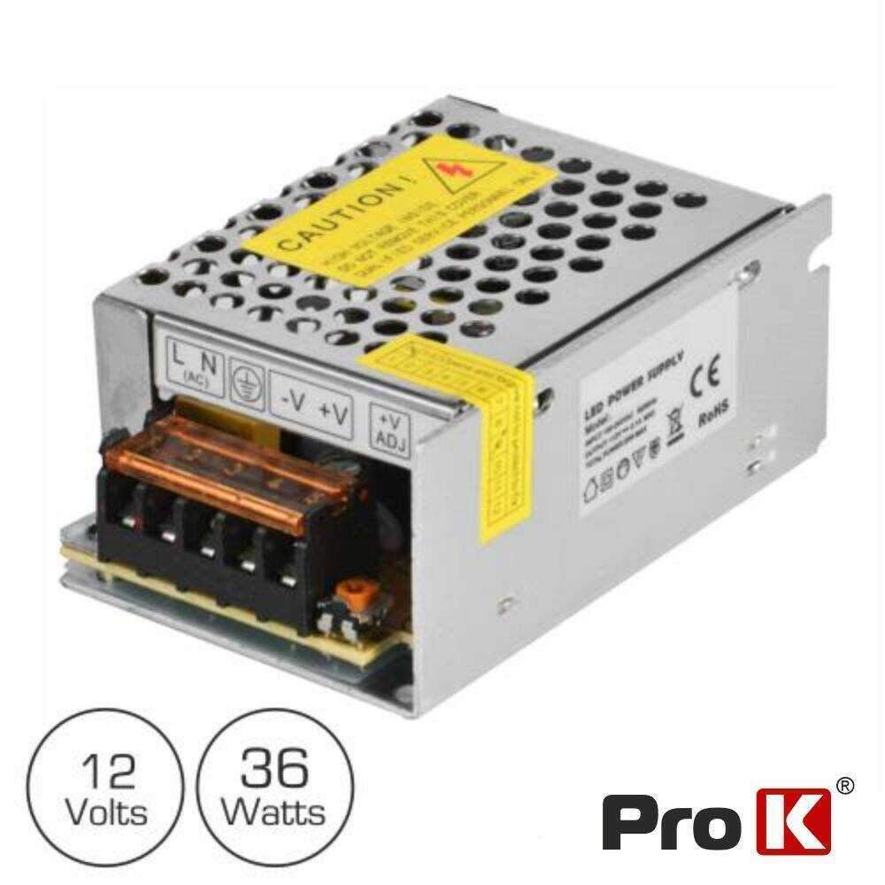 Fonte De Alimentação Industrial 12V 36W 3a PROK - (FAI12V-3A(C))