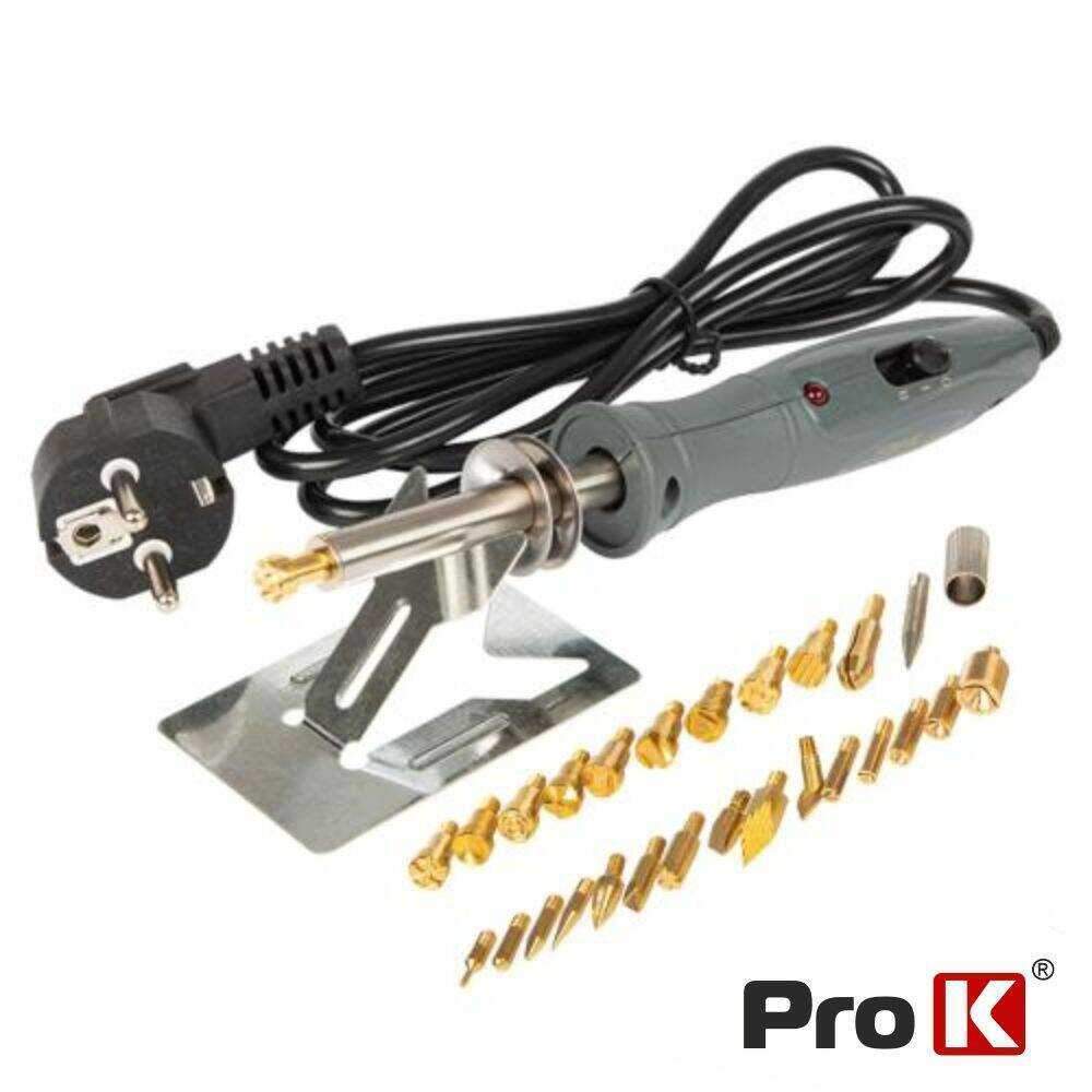 Pirografo Gravador Ferro Soldar Regulavel 26 Peças PROK - (FSOLDP-02)