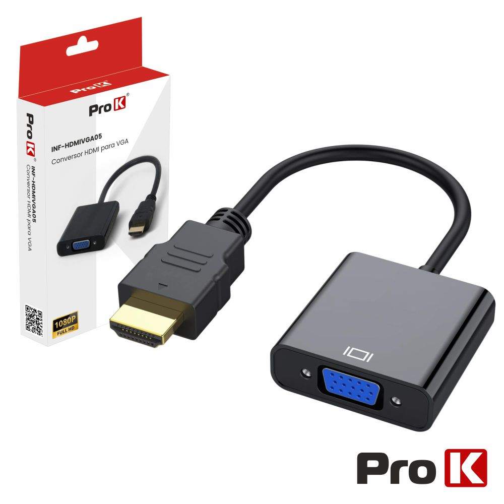 Cabo Adaptador HDMI -> VGA PROK - (INF-HDMIVGA05)