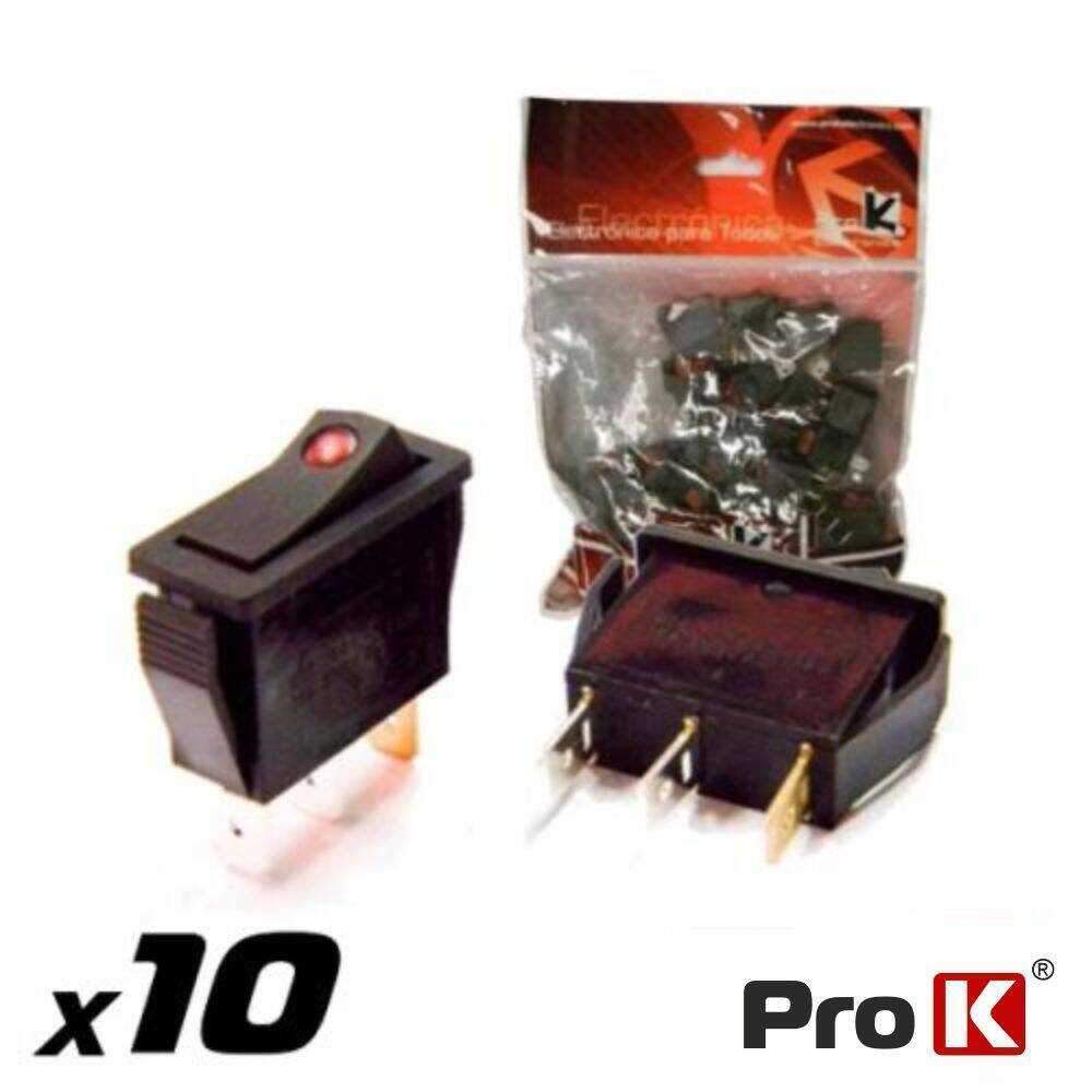 Interruptor Basculante C/ Luz 15a-250v Spst On-Off 10X PROK - (ITR002A/10)