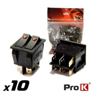 Interruptor Basculante C/ Luz 15a-250v Spst On-Off 10X PROK - (ITR006A/10)