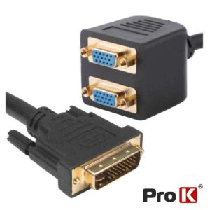 Cabo Adaptador 1 Entrada DVI-I / 2 Saídas VGA PROK - (PK-DVIVGA)