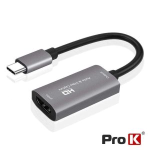Placa Captura HDMI Audio E Vídeo P/ USB-C 4K 30Hz PROK - (PK-HDMICPTUSBC01)