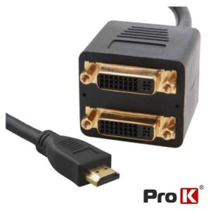Cabo Adaptador 1 Entrada HDMI / 2 Saídas DVI-I PROK - (PK-HDMIDVI)