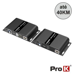 Extensor de Sinal HDMI 1080p 60Hz Via Fibra Ótica 40Km PROK - (PK-HDMIFIBEREXT01)