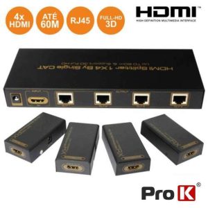 Extensor de Sinal HDMI Via RJ45 CAT5/6 PROK - (PK-HDMIRJ45EXTIR04)