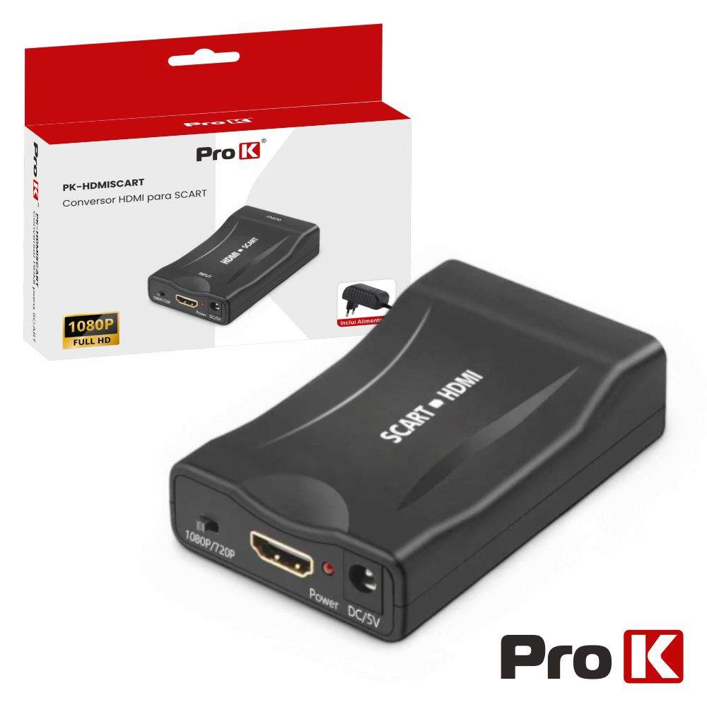 Conversor HDMI P/ SCART 720p/1080p C/Alimentador PROK - (PK-HDMISCART)