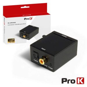 Conversor Áudio TOSLINK RCA DIGITAL - RCA Analogico PROK - (PK-OPCOAX)