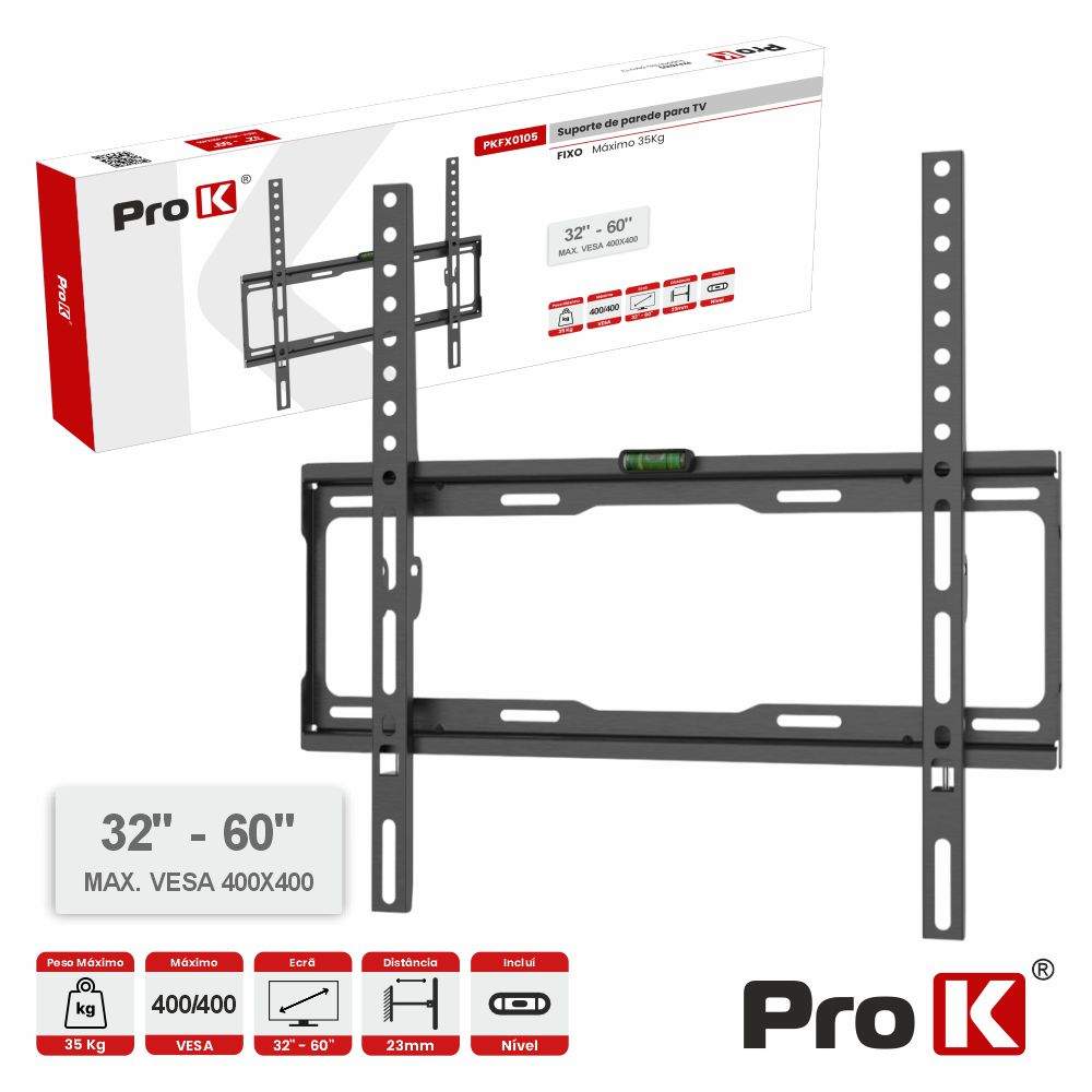 Suporte TV Fixo 32-60" 35kg Vesa 400x400 PROK - (PKFX0105)