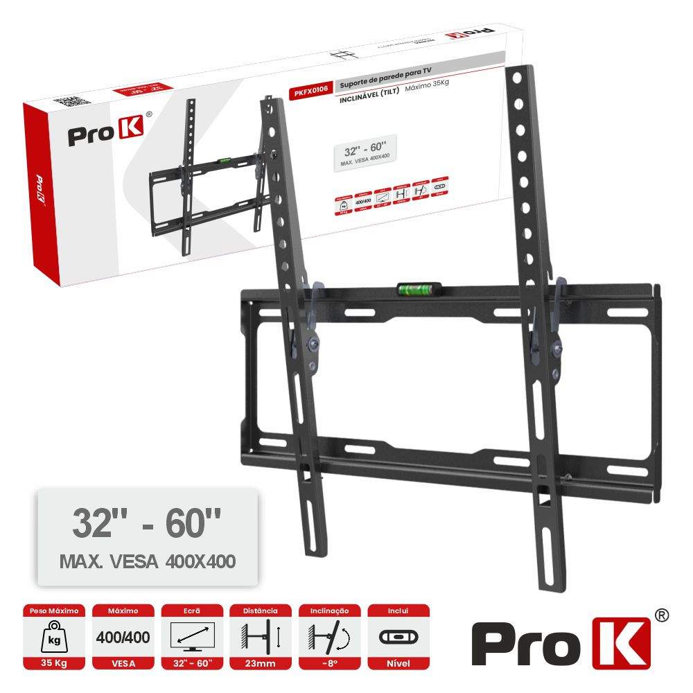 Suporte TV Inclinável 32-60" 35kg Vesa 400x400 PROK - (PKFX0106)