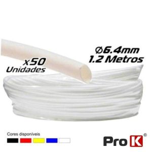 Tubo Manga Termoretráctil 6.4mm 1.2m 50x Branco PROK - (PKMT64W/50)
