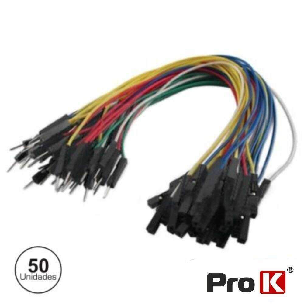 Kit 50 Cabos de ligação Jumper Macho Fêmea PROK - (PKSM50MF)