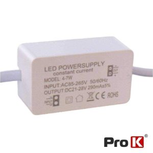 Fonte de Alimentação P/ LED 4-7W 21-28V 290mA PROK - (FAL06)