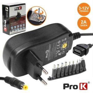 Alimentador Compacto Comutado 3-12V 2a 24W PROK - (FASPLUS2A)