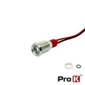 Luz Piloto Redondo De Metal 8mm 12-24V Branco PROK - (LLP-1224/8WH)