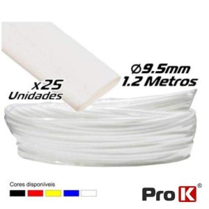 Tubo Manga Termoretráctil 9.5mm 1.2m 25x Branco PROK - (PKMT95W/25)