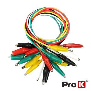 Conjunto 10 Fios 50cm C/ Pinças Crocodilo 28mm PROK - (PKPC10/28)