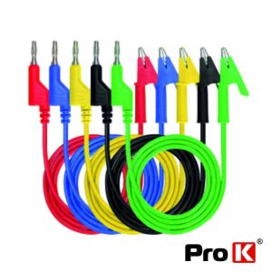 Conjunto 5 Cabos C/ Pinça Crocodilo P/ Ficha Banana PROK - (PKPCB5/35)