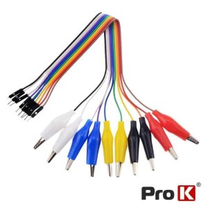 KIT 10 Cabos de ligação Jumper Macho / Pinças Crocodilo PROK - (PKSM10MC/20)