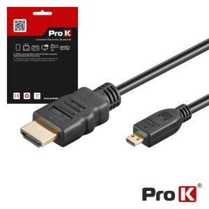 Cabo HDMI Dourado Macho / Micro HDMI Macho Preto 1.5m PROK - (CHDMIMC01A)