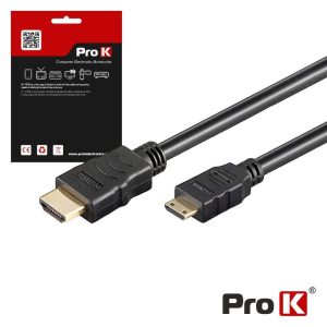 Cabo HDMI Dourado Macho / Mini HDMI Macho Preto 1.5m PROK - (CHDMIMN01A)