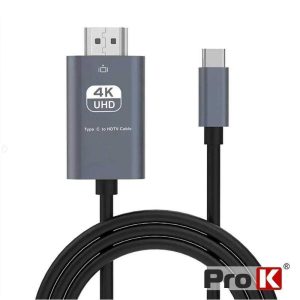 Cabo HDMI Macho / USB-C Macho Preto 4K 1.8m PROK - (CUSBCHDMI1.8K)