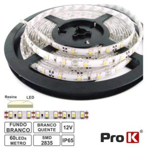 Fita 300 LEDS 2835 3000k 4.8W 12V 5m IP65 PROK - (FL43WW)