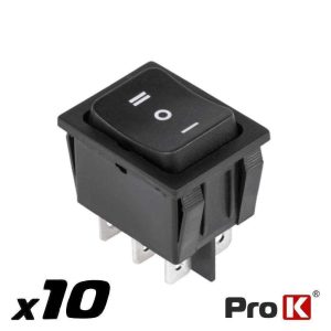 Interruptor Basculante 15A-250V DP3T (On)-Off-(On) PROK - (ITR5101BK/10)