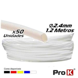 Tubo Manga Termoretráctil 2.4mm 1.2m 50x Branco PROK - (PKMT24W/50)