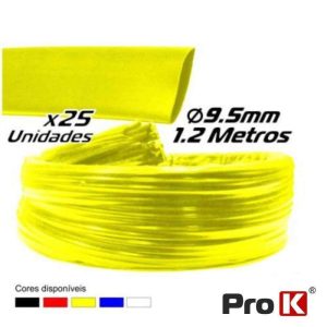 Tubo Manga Termoretráctil 9.5mm 1.2m 25x Amarelo PROK - (PKMT95Y/25)
