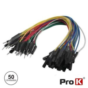 Kit 50 Cabos de ligação Jumper Macho Fêmea PROK - (PKSM50MF)