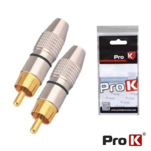 Conjunto 2 Fichas RCA Macho Preta Metálica / Dourada PROK - (VFRCA01)