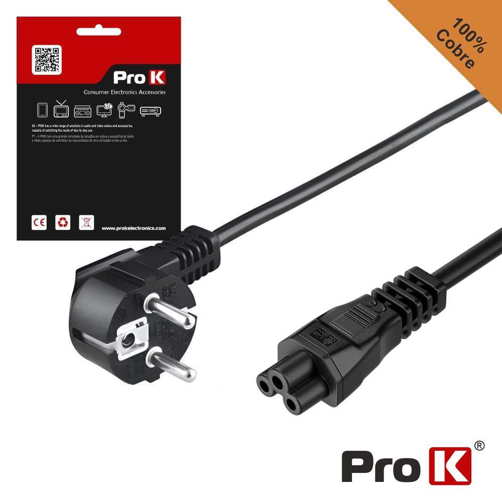 Cabo Alimentação Schuko Macho / IEC C5 Fêmea 1.5m PROK - (CIEC5/1.5B)