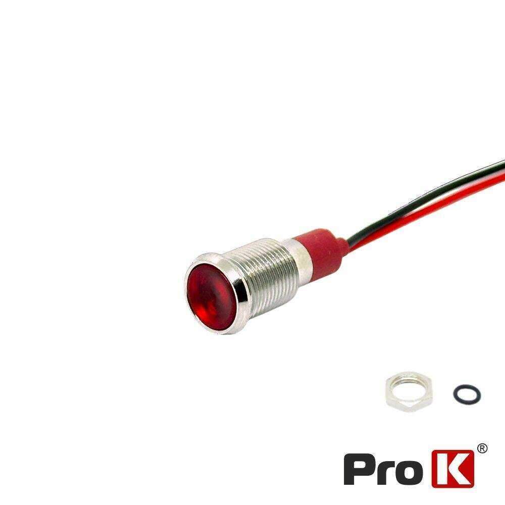 Luz Piloto Redondo De Metal 10mm 12-24V Vermelho PROK - (LLP-1224/10RED)
