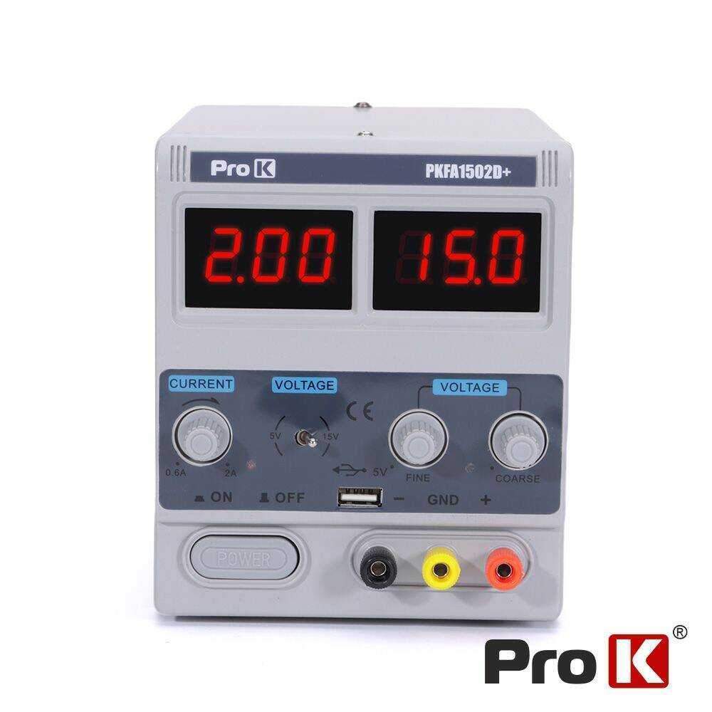 Fonte De Alimentação Digital 0-15v / 0-2a C/USB PROK - (PKFA1502D+)