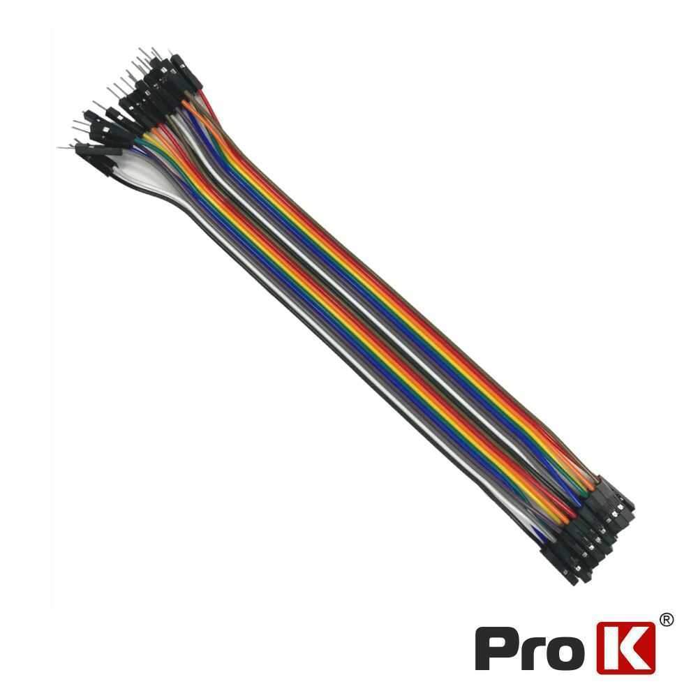 KIT 25 Cabos de ligação Jumper Macho/Fêmea PROK - (PKSM25FM/20)
