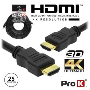 Cabo HDMI Dourado Macho / Macho 2.0 4k Preto 25m PROK - (CHDMI25U)