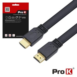 Cabo HDMI Dourado Macho / Macho 1.4 Preto 5m Flat PROK - (CHDMI5AF)