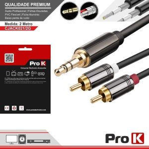 Cabo Jack 3.5mm Macho ST / 2-RCA Macho 2m PROK - (CJACK021/2G)