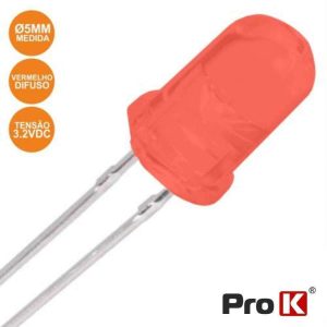 LED 5mm Alto Brilho Vermelho Difuso PROK - (PKLD05R-D)