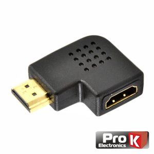 Ficha Adaptadora HDMI Macho / Fêmea Ângular 90º PROK - (ADPHDMI02)