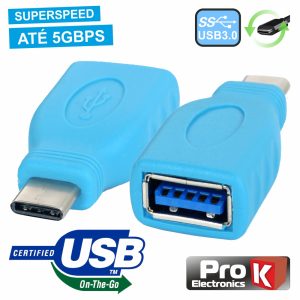 Ficha Adaptadora USB-C 3.0 Macho / USB-A Fêmea Otg - (ADPUSB3.1C/2)