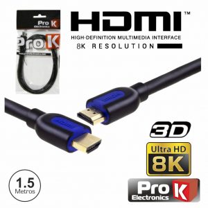 CABO HDMI DOURADO MACHO / MACHO 2.1 8K PRETO 1.5M PROK - (CHDMI1.5UHD8K)