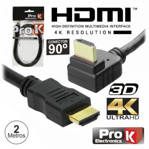 Cabo HDMI Dourado Macho / Macho 2.0 4k Preto 2m 90º PROK - (CHDMI2UANG)